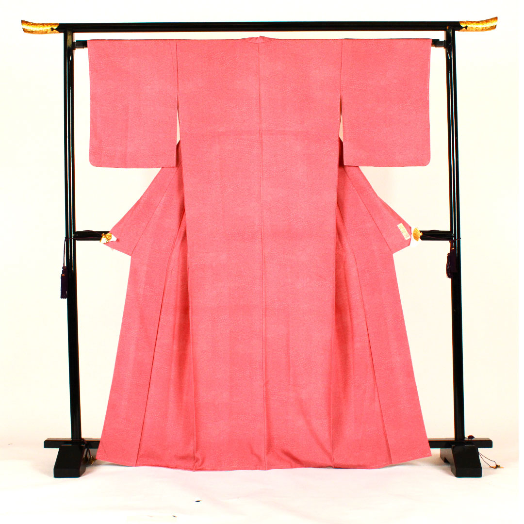 小紋 身丈168.5cm 裄丈66cm 袷 江戸小紋 寄せ柄 作家物 正絹 Aランク ピンク系 1115000663413