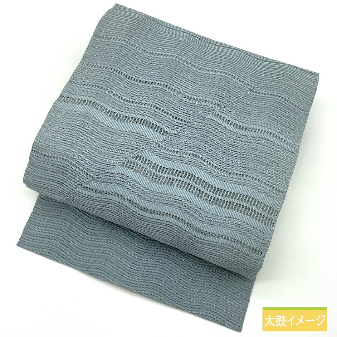 名古屋帯 沈香茶色(とのちゃいろ) 夏帯 抽象模様 帯丈365cm 正絹 Sランク ポイント柄 カジュアル 水色系 1124008622324 名古屋仕立て