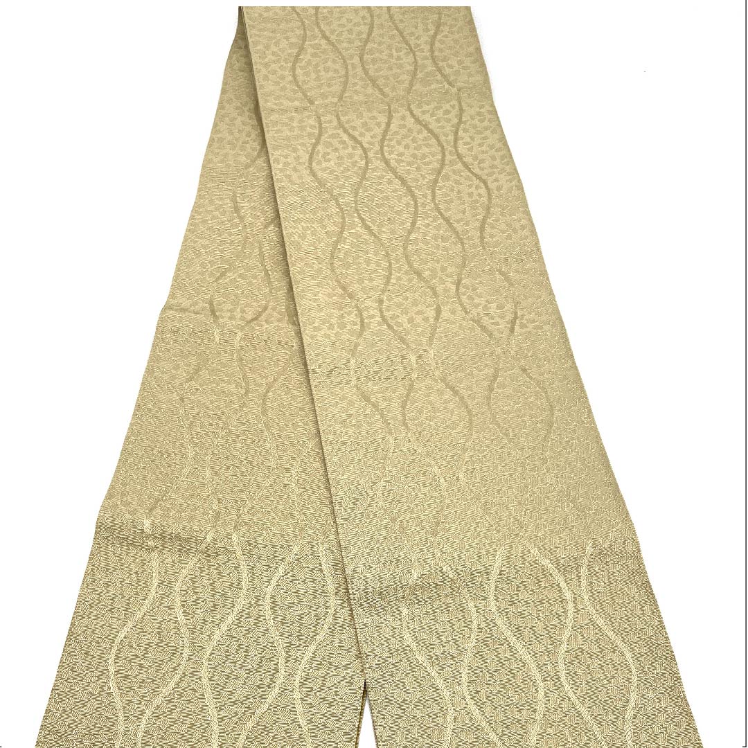 Half-width obi, polyester, obi length 372cm, Kare no Iro (dry field color), Tachiwaku pattern, small cherry blossom, classic pattern, beige, A rank, 1125001313325
