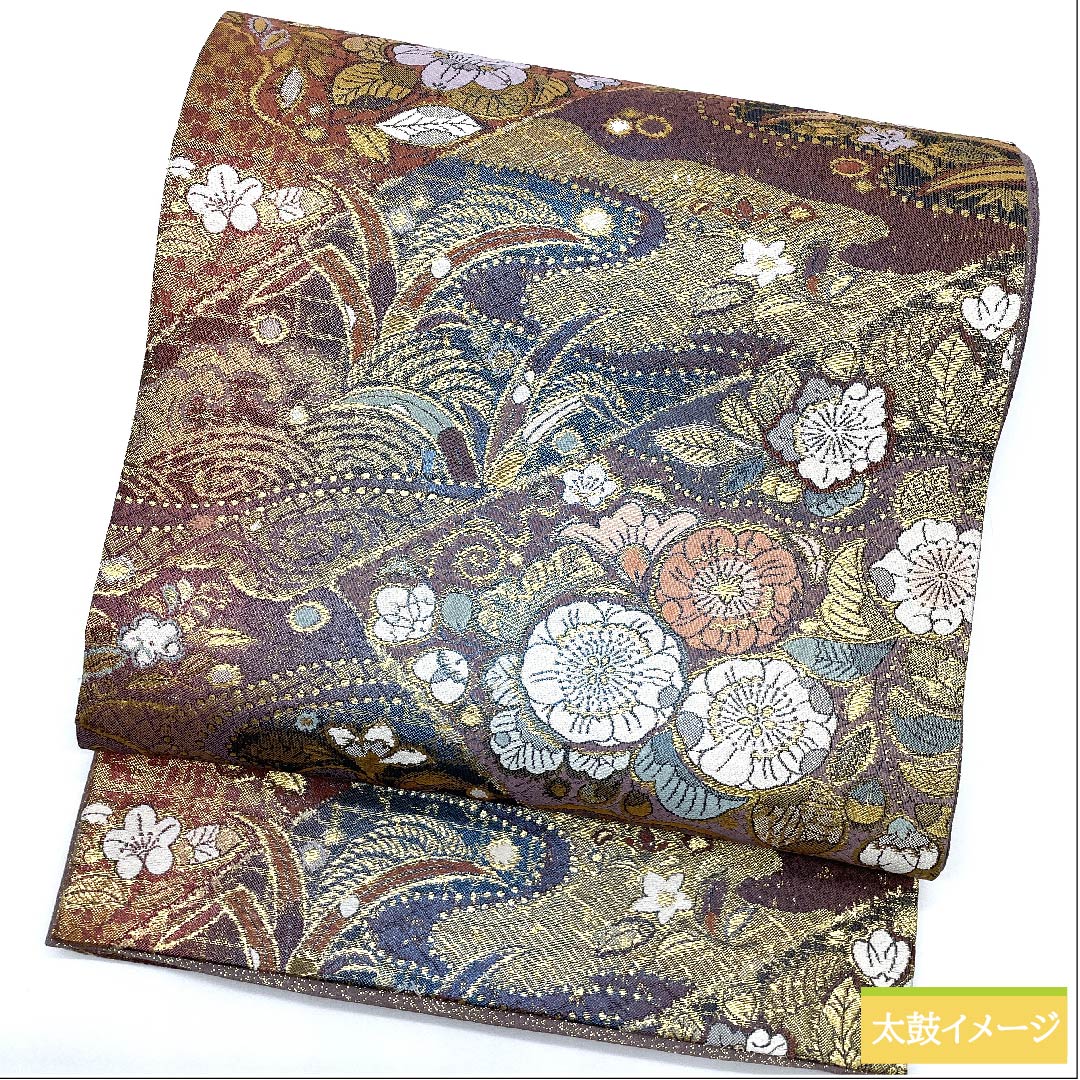 【未仕立】袋帯 正絹 Sランク 半色(はしたいろ) 辻ヶ花 切り嵌め風 帯丈436cm 六通 セミフォーマル 紫系 1123009932320