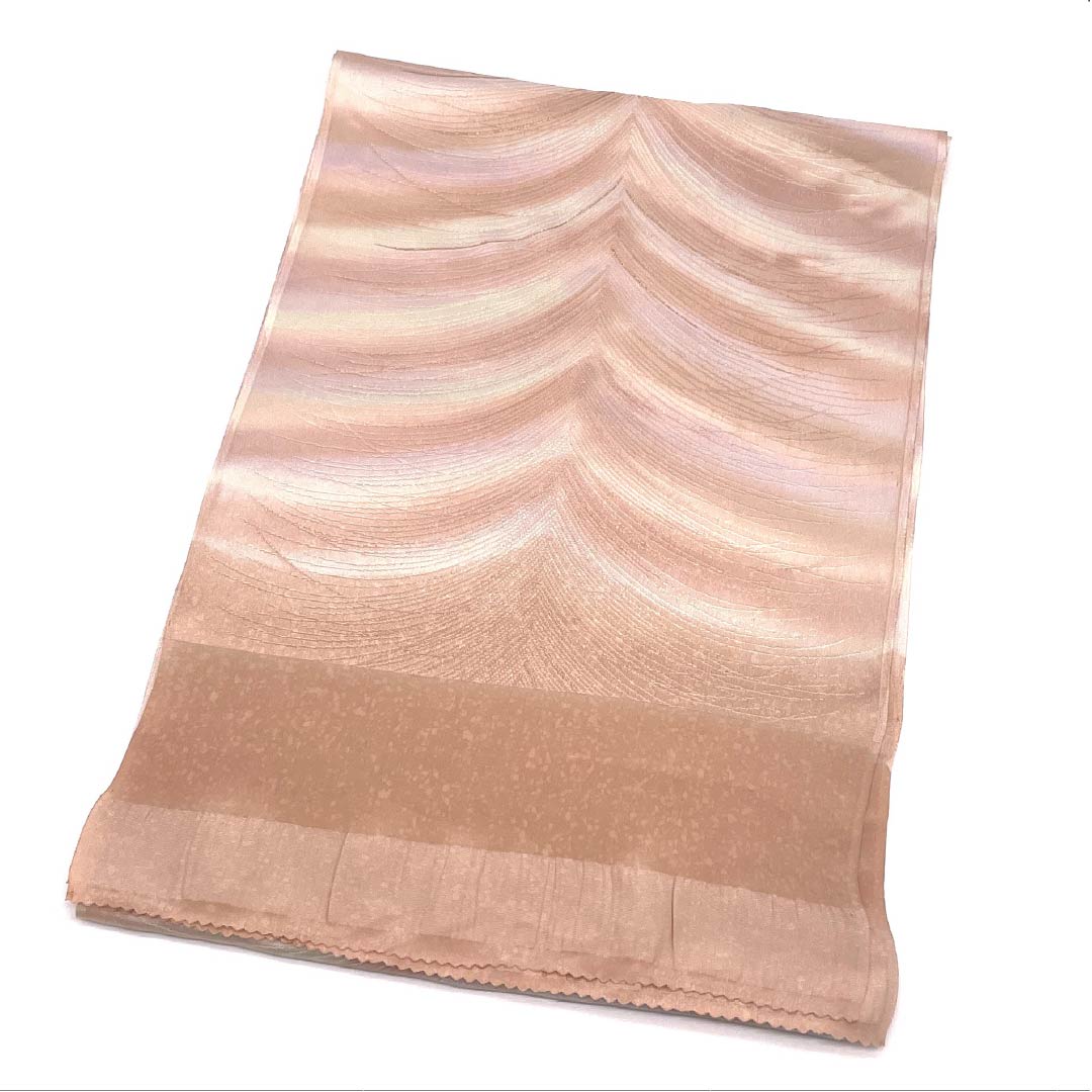 Obiage Silk S-Rank Semi-formal Mizugaki (light persimmon) color, gradated, Daimatsu pine, length approx. 180cm, width approx. 30cm, pink family, 1136002662913