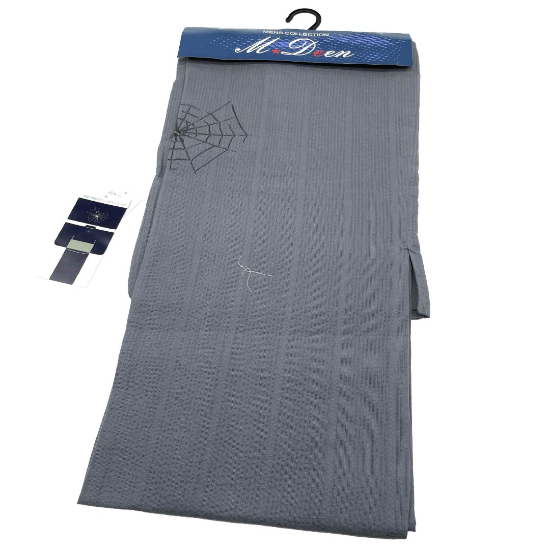 (新品)メンズ浴衣 木綿 NEWランク 身丈150cm 裄丈69cm 鉛色(なまりいろ) MDeen 蜘蛛の巣 単衣 グレー系 1138000471322