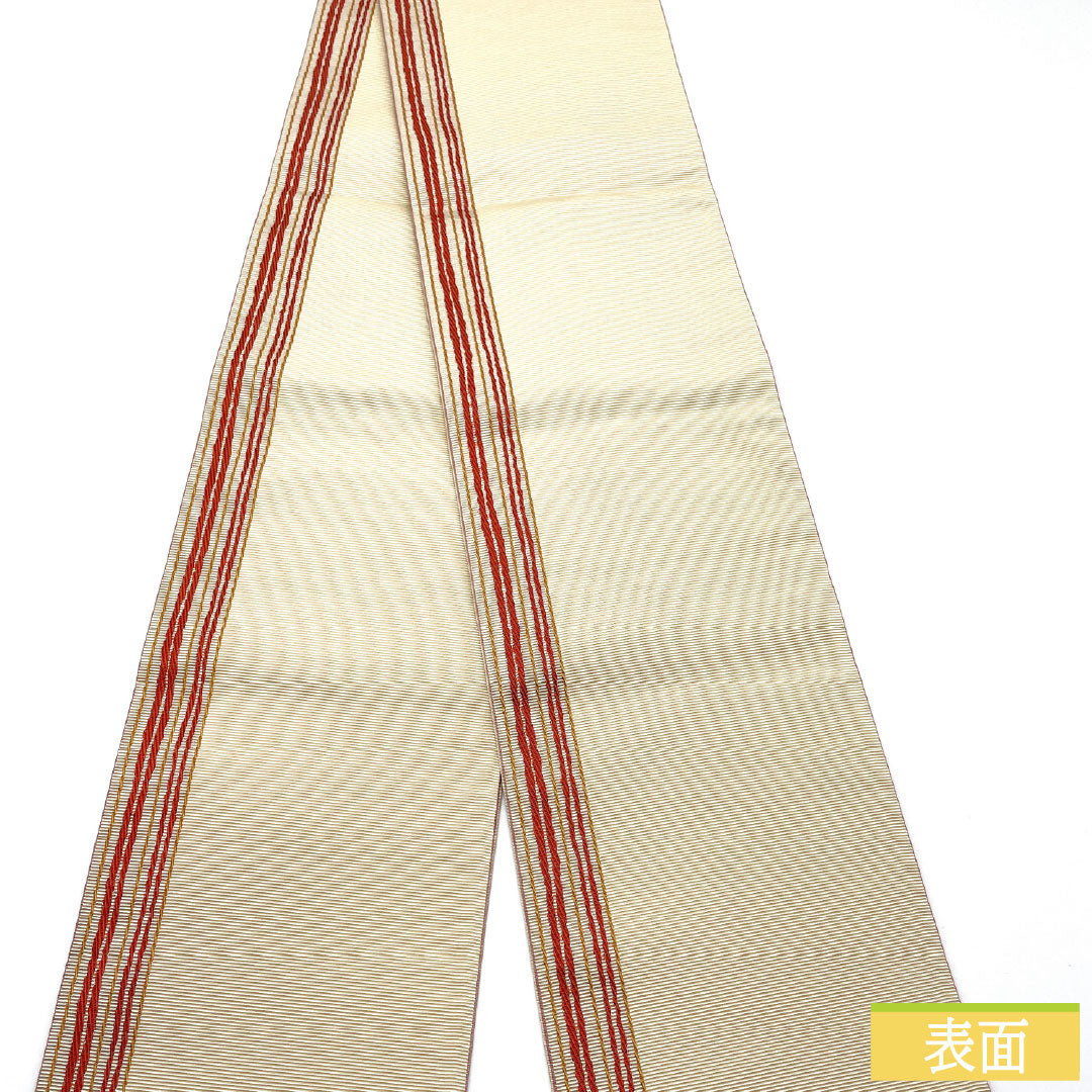 Half-width obi, polyester, S-rank, Torinoko color (Torinoko), reversible, striped, cherry blossom, cream, 354cm long, product number 1125002332315