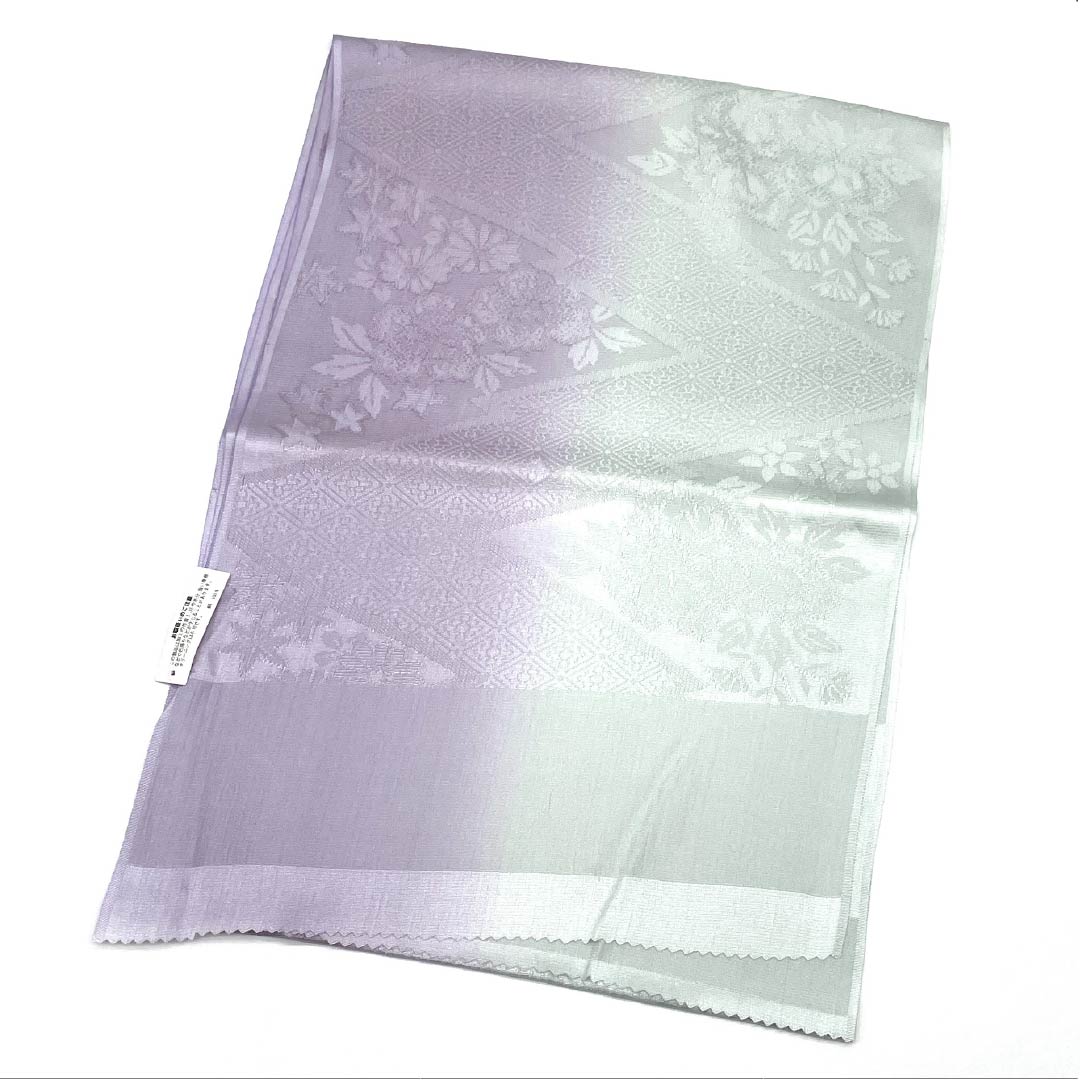 Obiage silk S rank semi-formal pale purple, celadon, floral, bicolor, length approx. 176cm, width approx. 29cm, gradient 1136004142999
