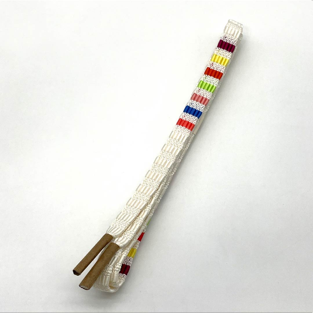 Obijime, genuine silk, S rank, milky white, flat braid, horizontal stripes, length approx. 156cm, width approx. 1.5cm, casual, cream-colored, 1135006092315