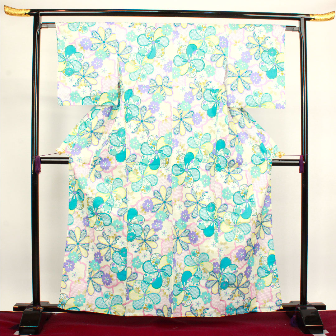 Yukata Twisted Plum, Chrysanthemum, Tachibana Cotton S Rank Single Layer Length 162.5cm Sleeve Length 62.5cm Gradient 1118002662499