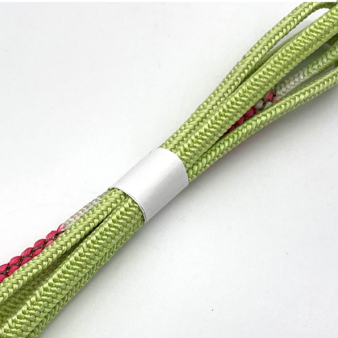 (Like new) Silk Obijime (Sash Band) - New Condition, Light Yellow-Green (Kiasa Midoriiro) - Approximately 155cm Long, 0.8cm Wide, Semi-Formal, Green, Product Number: 1135004411319