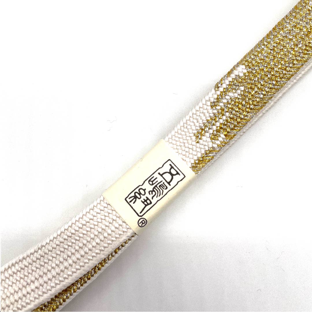 (新古品) 帯締め 正絹 四分紐 白色 五嶋紐 江戸組紐 金属糸使用 長さ約159cm 幅約1.5cm フォーマル Sランク 白系 1135000462311