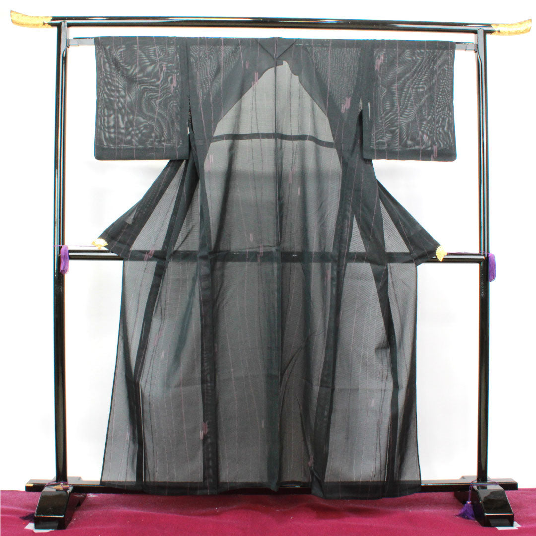 Summer item, pure silk, small pattern, length 159cm, sleeve length 63cm, arrow feather pattern, silk, A rank, black, 1132000503310