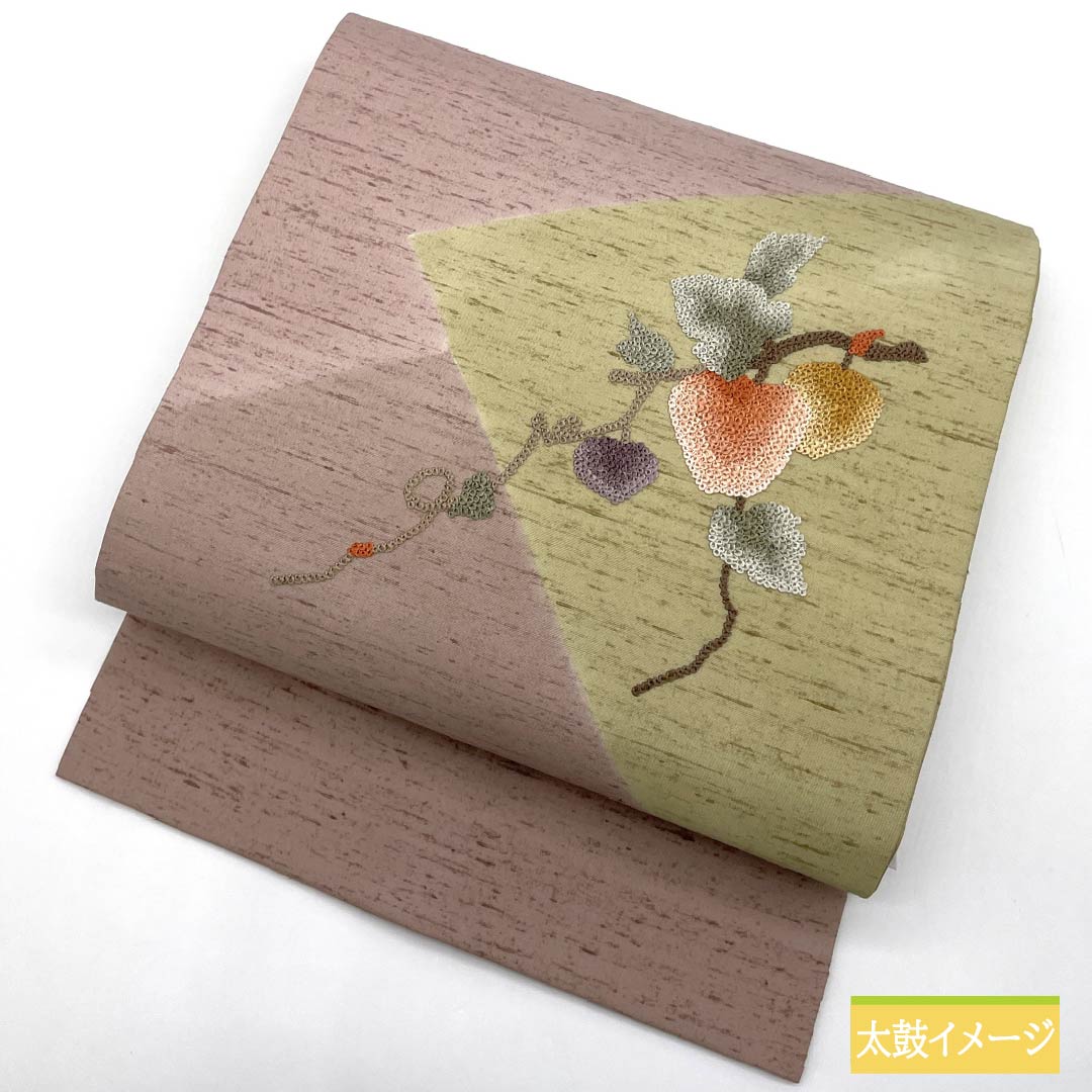 Nagoya obi, Sagara embroidery, Ushiku Tsumugi fabric, fruit, obi length 381cm, pure silk, S rank, point pattern, casual, gradation style, 1124007382499, Nagoya tailoring