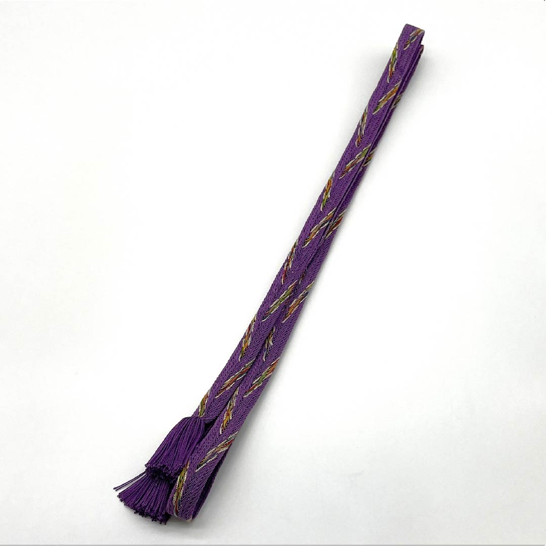 (Brand New) Pure Silk Obi-jime (Sash Band) in Honmurasakiiro (Purple) by Suiran Kobo, for Single-Layer Kimono (Undercoat) Summer Wear, Approximately 165cm Long, 1.5cm Wide, Semi-Formal, Purple, Product Number: 1135005471320
