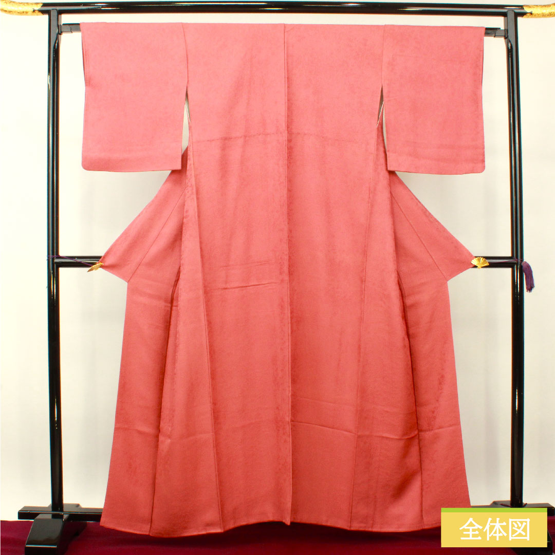 色無地 正絹 身丈160cm 裄丈64.5cm 長春色(ちょうしゅんいろ) 袷 Sランク ピンク系 1114001222413