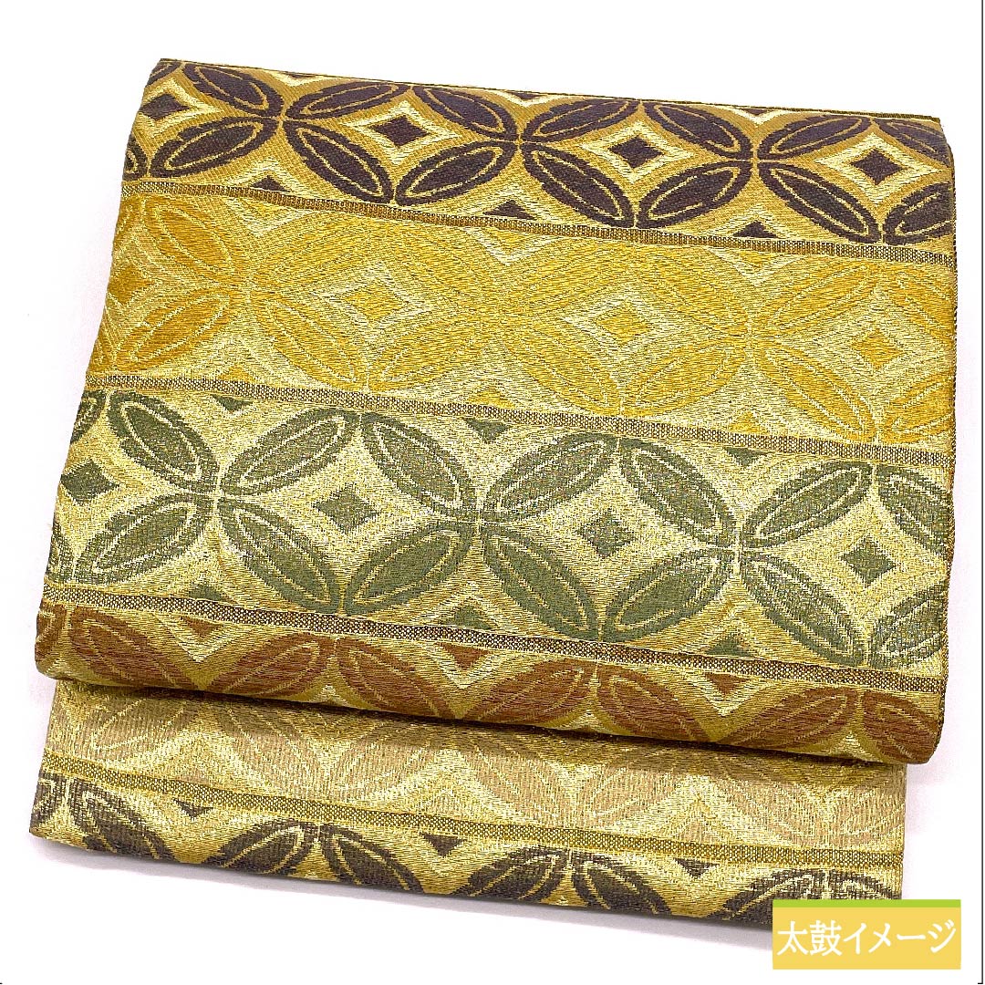 Fukuro Obi, pure silk, gold, Shippo Tsunagi, obi length 447cm, S rank, six-way, semi-formal, gold, 1123011432321