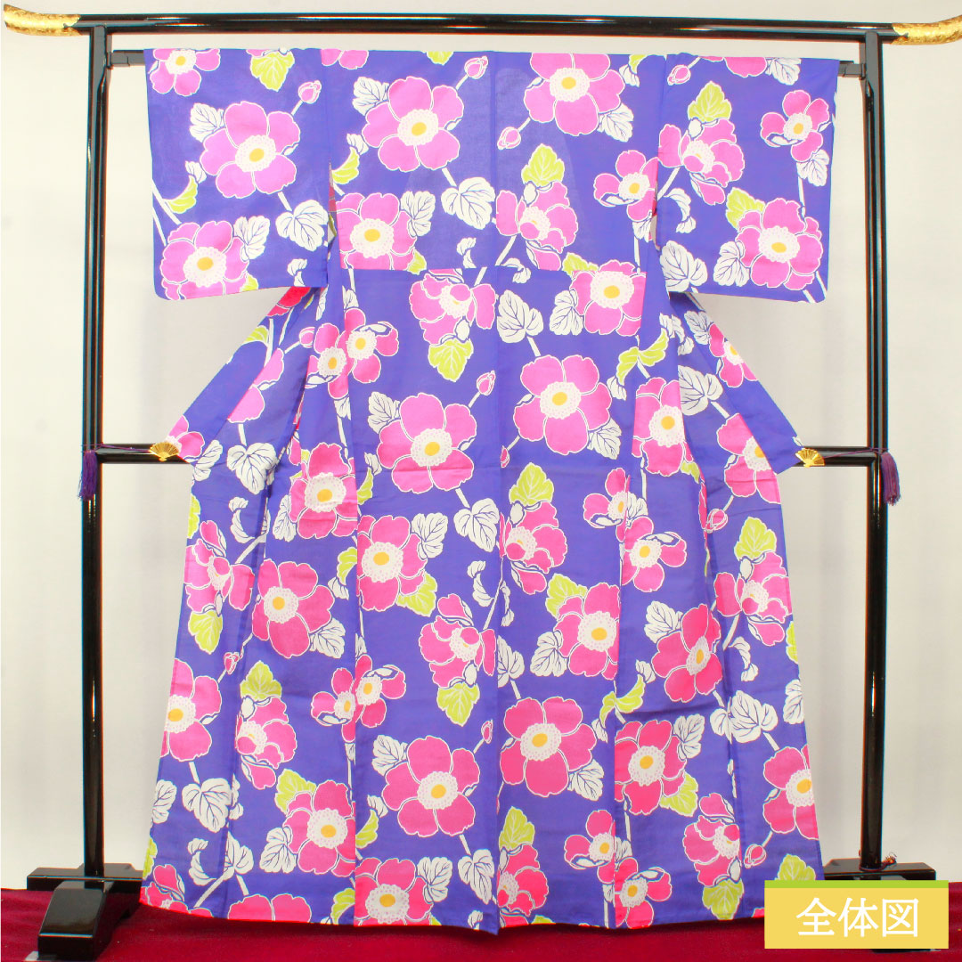 浴衣 木綿 身丈165.5cm 裄丈66cm Sランク 単衣 紫系 杜若色(かきつばたいろ) 1118005162520
