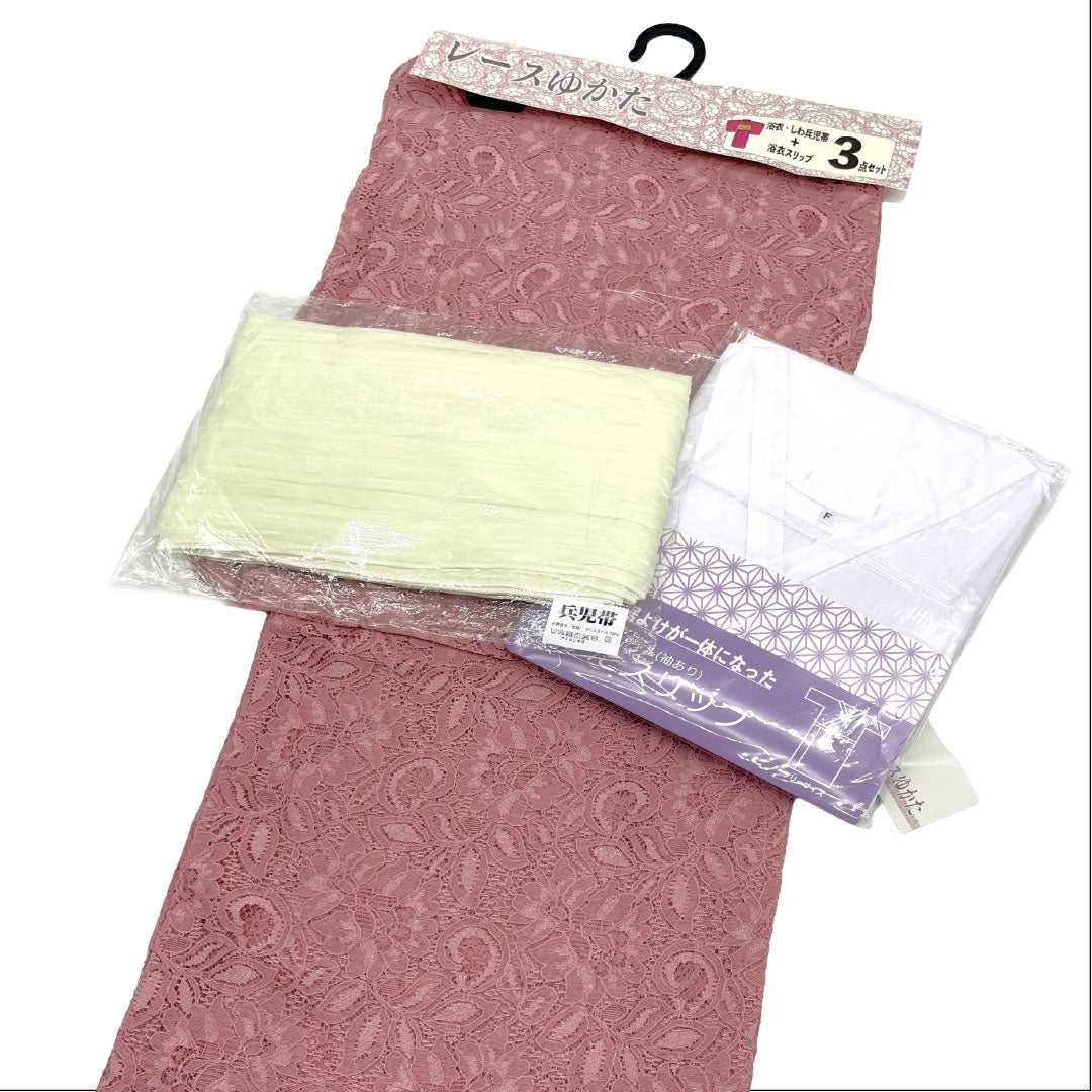 Yukata Cotton Other NEW Rank Length 164cm Sleeve-to-sleeve 66cm Rose Pink New 3-piece set Lace Yukata Unlined Pinkish 1118006831413