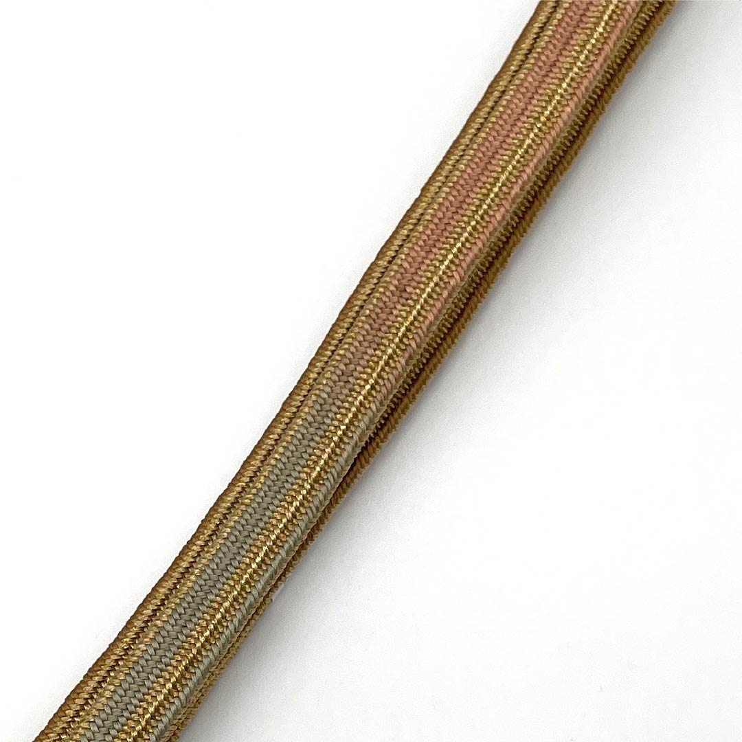 (Brand New) Pure Silk Obi-jime (Sash Band) in Oak (Tsurubamiiro) with Hirata Kumihimo (Kai-no-Kuchi Striped Yugen Dye) and Twisted Tassel, Approximately 155.5cm Long and 1.5cm Wide, Suitable for Semi-Formal Occasions, Brown, Product Number: 1135005141314