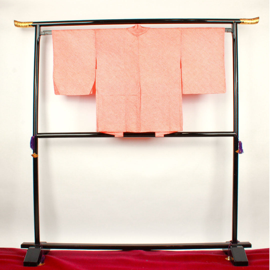 Haori, Length 75cm, Sleeve length 64cm, Scarlet, Shibori, Hikita pattern, Pure silk, S rank, Awase, Vermilion, 1117000362916