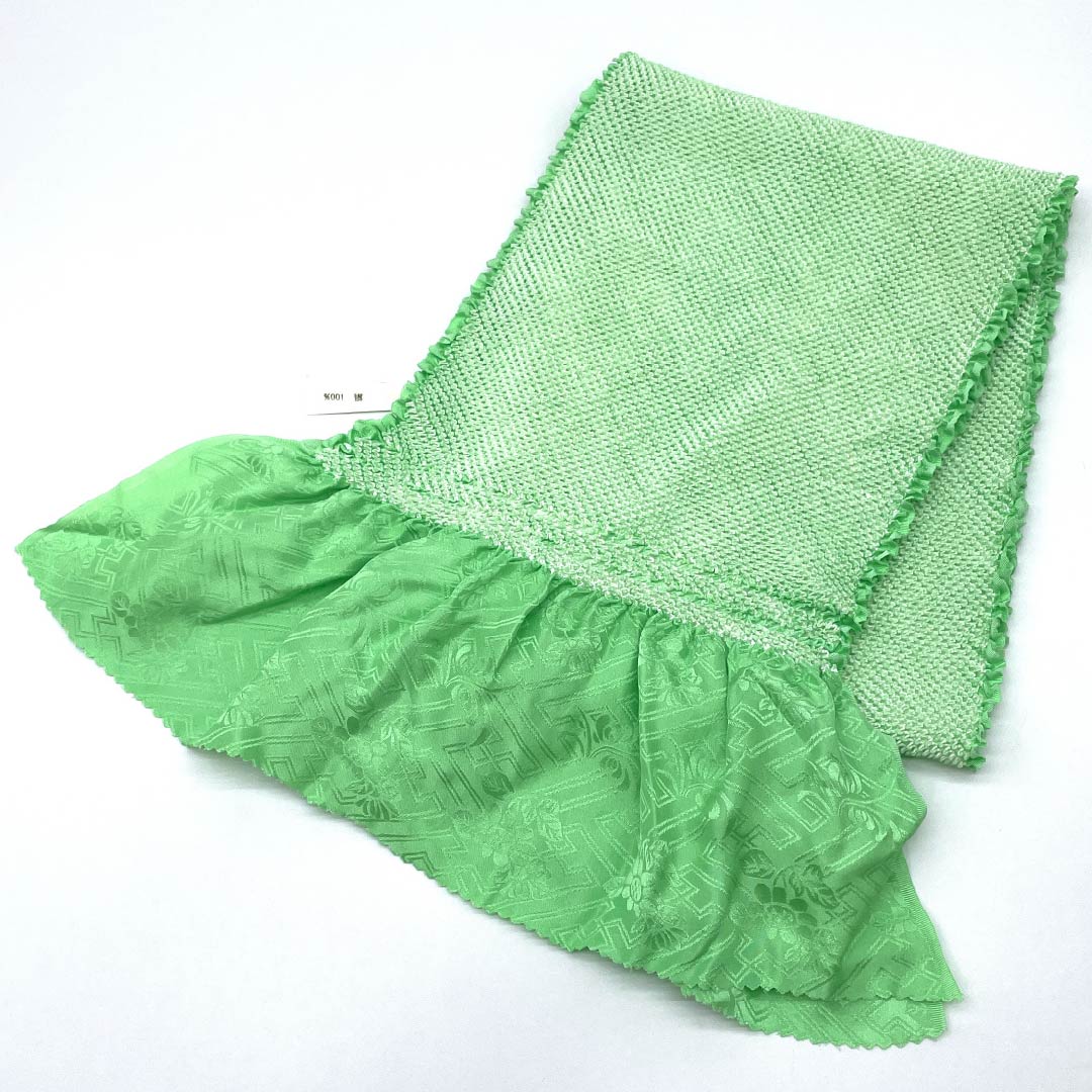 (New old stock) Silk obiage, formal, for furisode, Kanoko tie-dye, length approx. 116cm, width approx. 18cm, new rank, green, 1136000911919