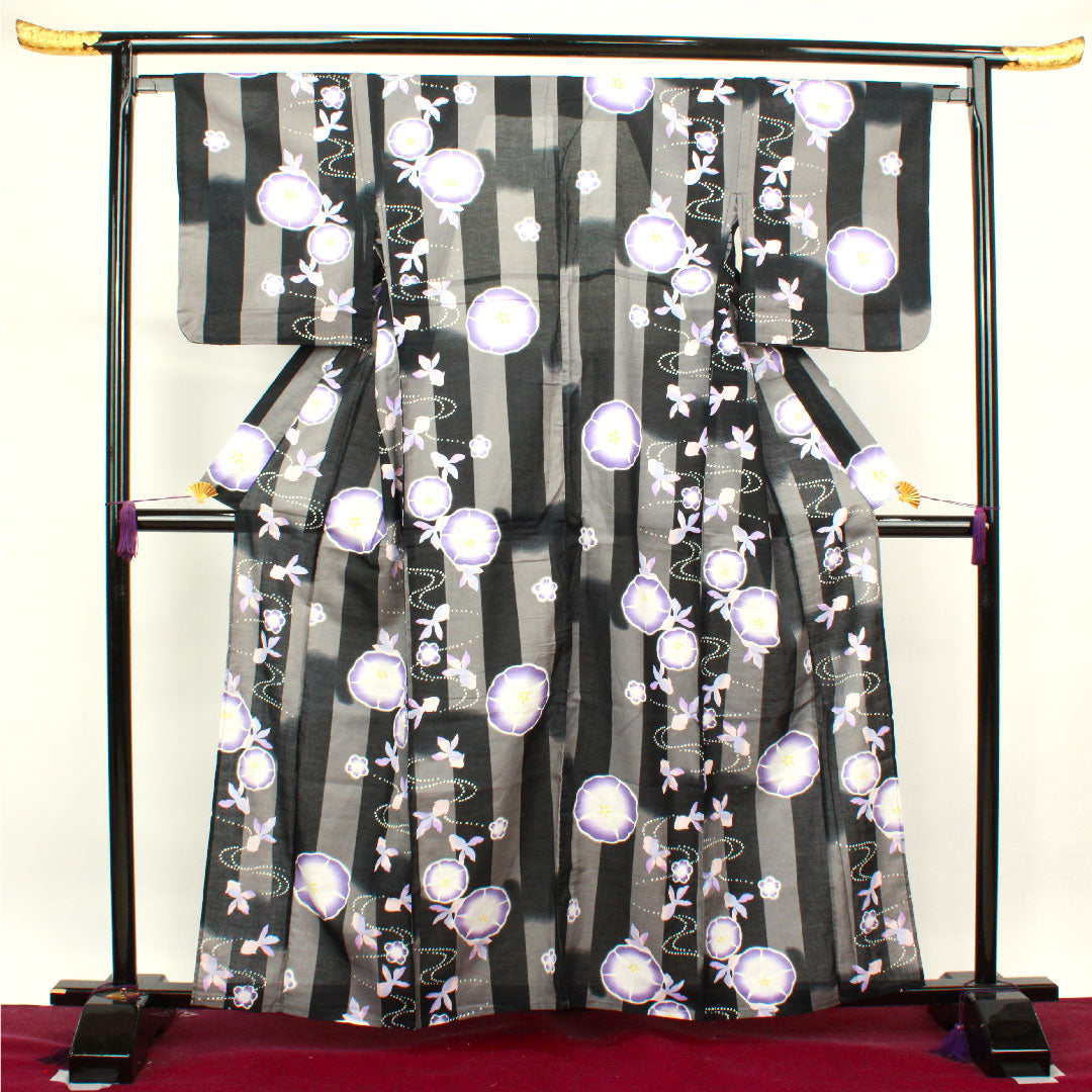 Yukata Goldfish Morning Glory Cherry Blossom Cotton S Rank Single Layer Length 161cm Sleeve Length 65cm Gradient 1118003802499