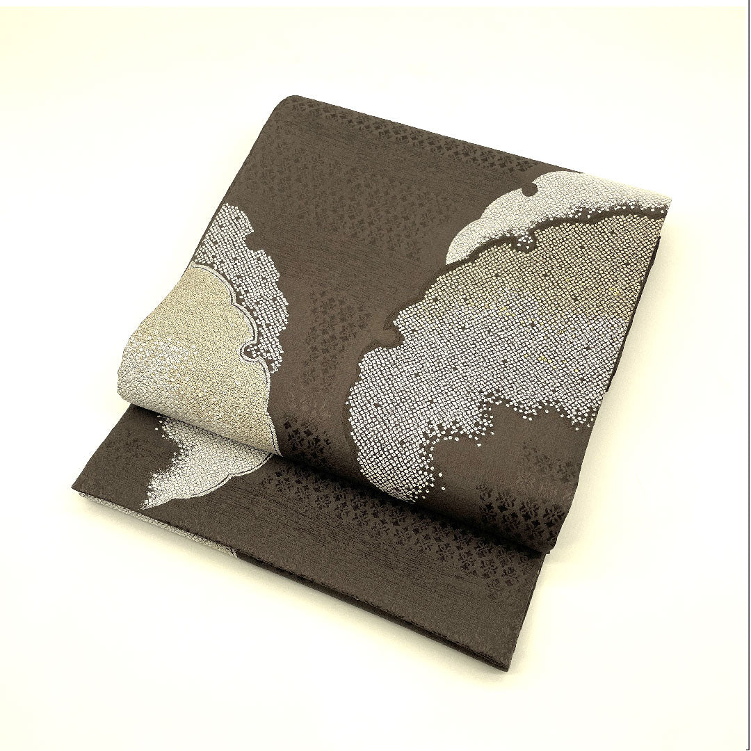 Fukuro Obi by Kano Yuki, Yukiwa, Length 448cm, Pure Silk, S Rank, Six-way, Semi-formal, Brown, 1123003302314