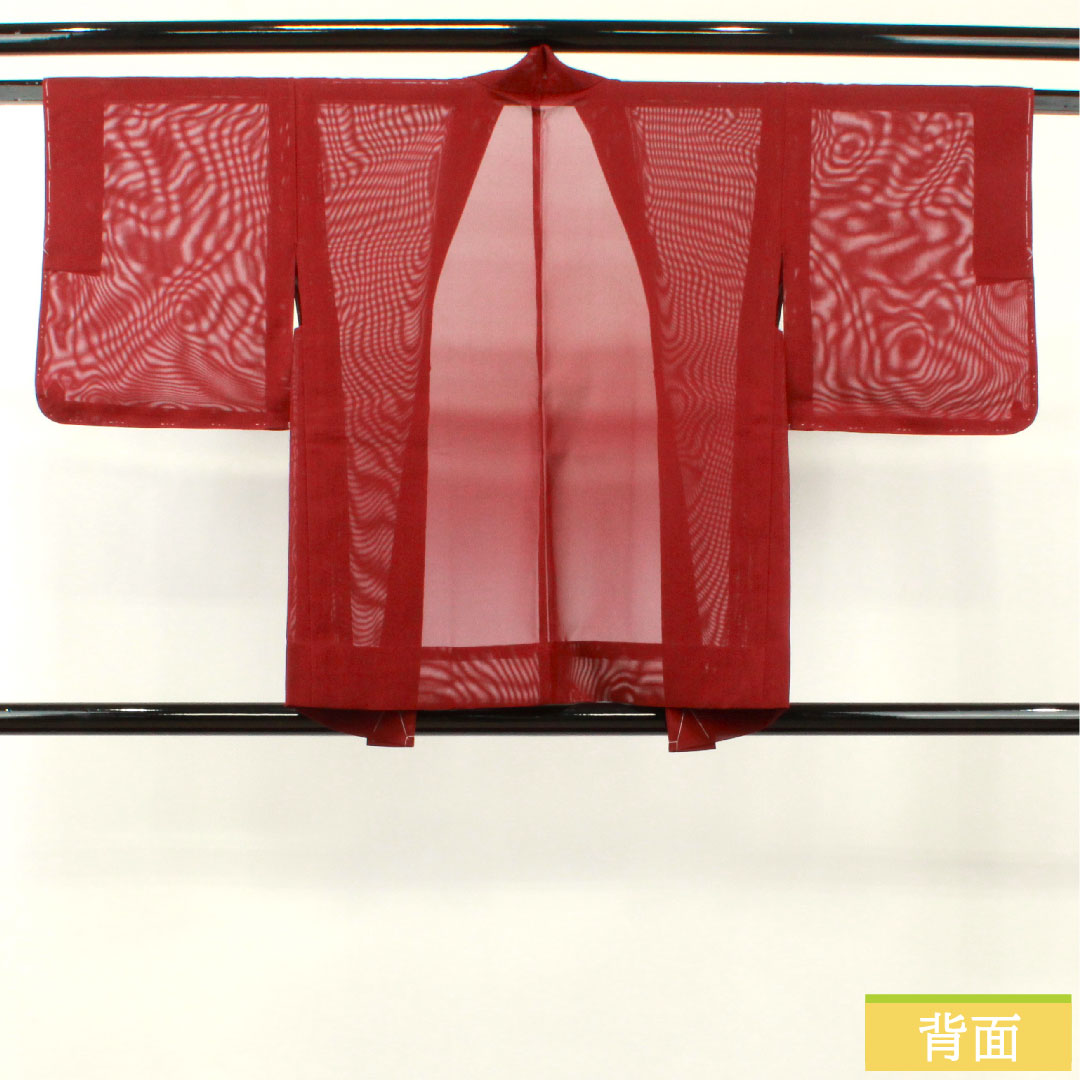羽織 正絹 身丈76.5cm 裄丈60.5cm 臙脂色(えんじいろ) 夏物 しつけ糸付き 未使用品 Sランク 紗 赤系 1117001002912