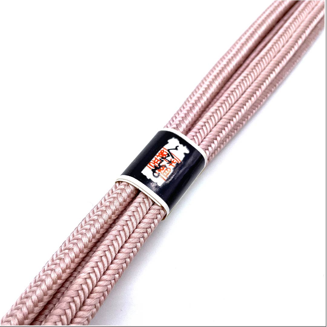 (新古品) 帯締め 正絹 四分紐 退紅色(あらそめいろ) 手組紐 冠紐 京焼帯留め 長さ約136cm 幅約1cm カジュアル Sランク ピンク系 1135000022313
