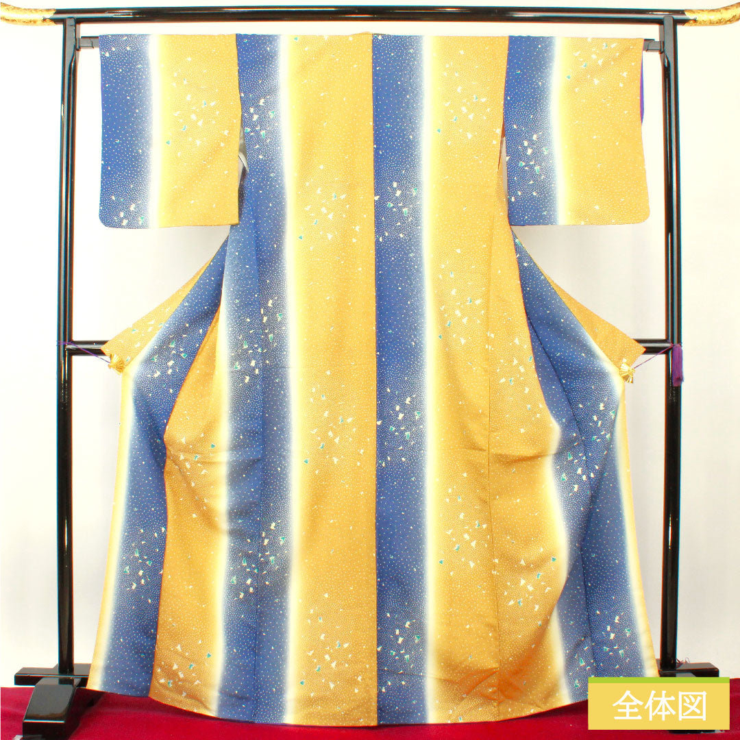 Small pattern, polyester, length 168cm, sleeve length 66.5cm, lined, ochre, indigo, abstract pattern, washable, S rank, gradation, 1115004422599
