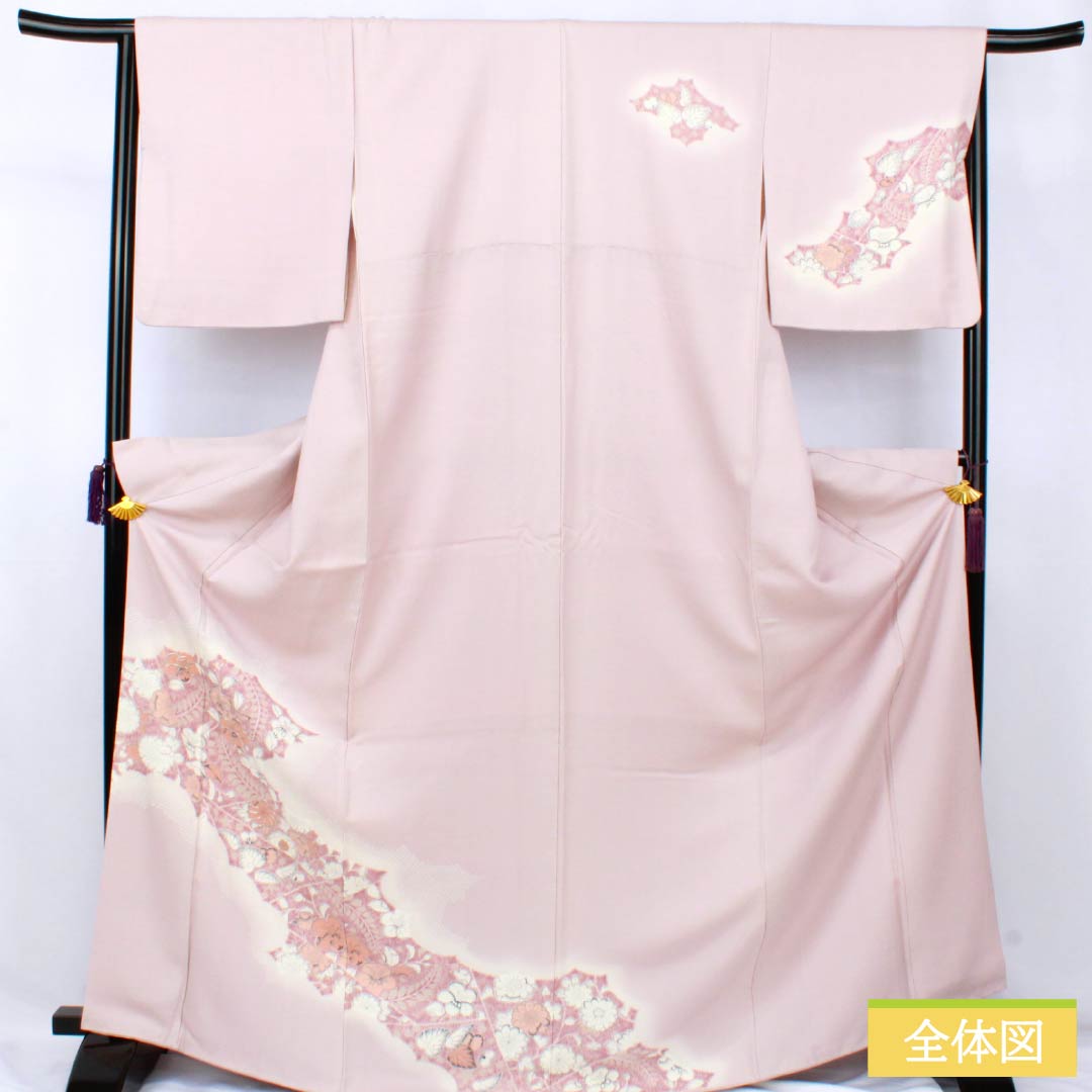 訪問着 正絹 Aランク 袷 身丈170.5cm 裄丈66cm 桜色(さくらいろ) 辻ヶ花 ピンク系 1112007163613