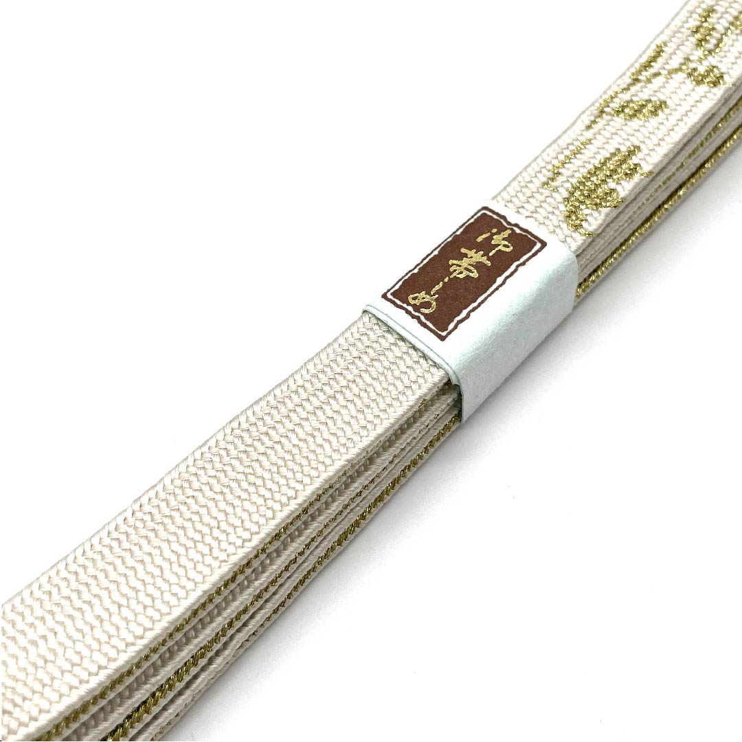 (新古品) 帯締め 正絹 四分紐 胡粉色(ごふんいろ) 金属糸使用 新古品 長さ約156cm 幅約1.5cm フォーマル Sランク 白系 1135001042911