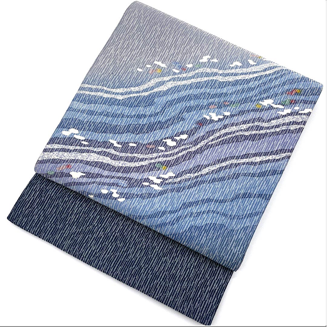Fukuro Obi Gradient Flowing Water Abstract Pattern Obi Length 458cm Pure Silk S Rank Point Pattern Casual Gradient Style 1123007492499