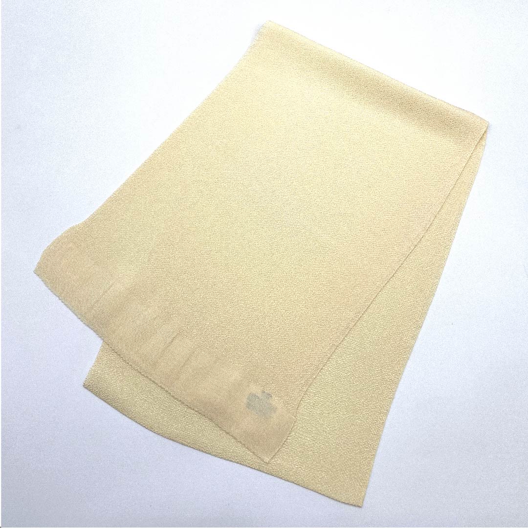 (New old stock) Formal obiage, pure silk, koji-iro (koji-iro), crepe, plain, for furisode, length approx. 164cm, width approx. 27cm, S rank, cream color, 1136000082915