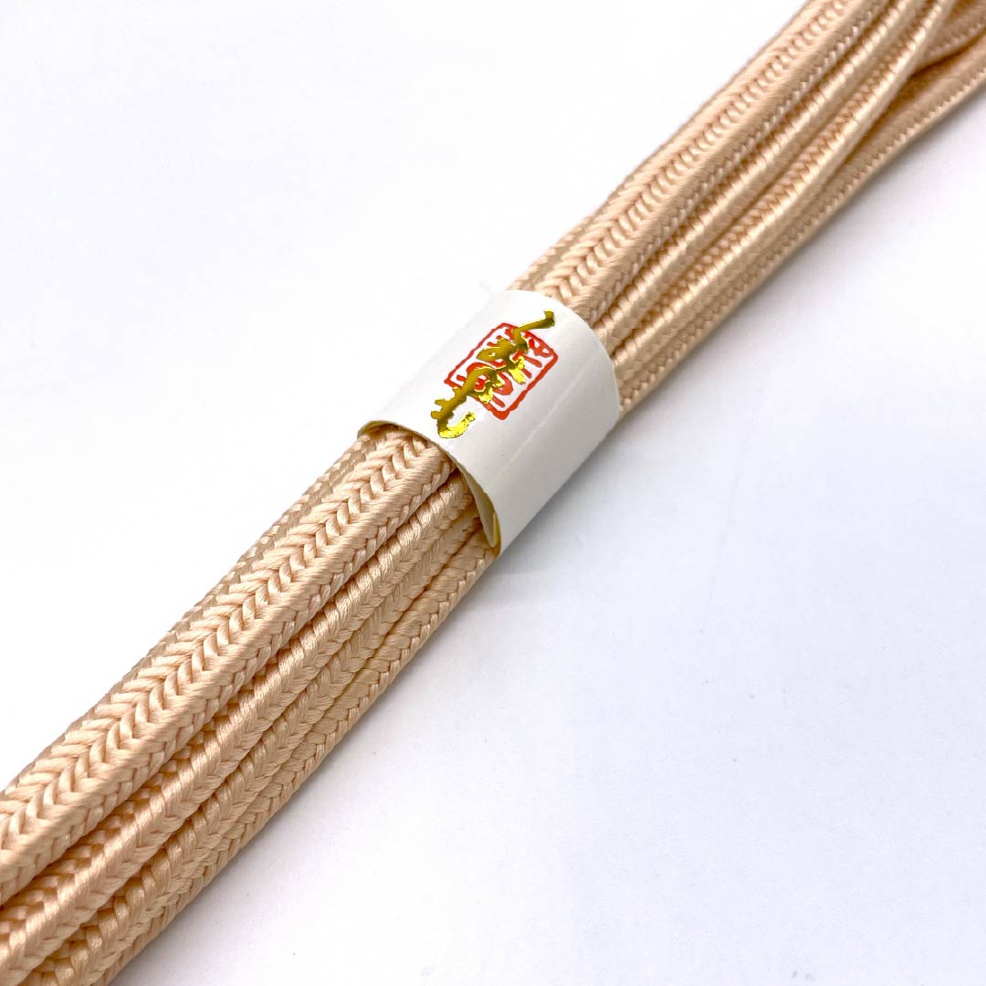 (新古品) 帯締め 正絹 薄肉色(うすにくいろ) 冠組 新古品 長さ約163cm 幅約1cm セミフォーマル Aランク 橙系 1135003633326
