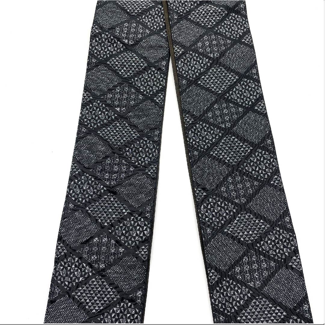 Square obi, polyester, black, diamond pattern, unused, obi length 419cm, width 10.5cm, new rank, black, 1134000161910
