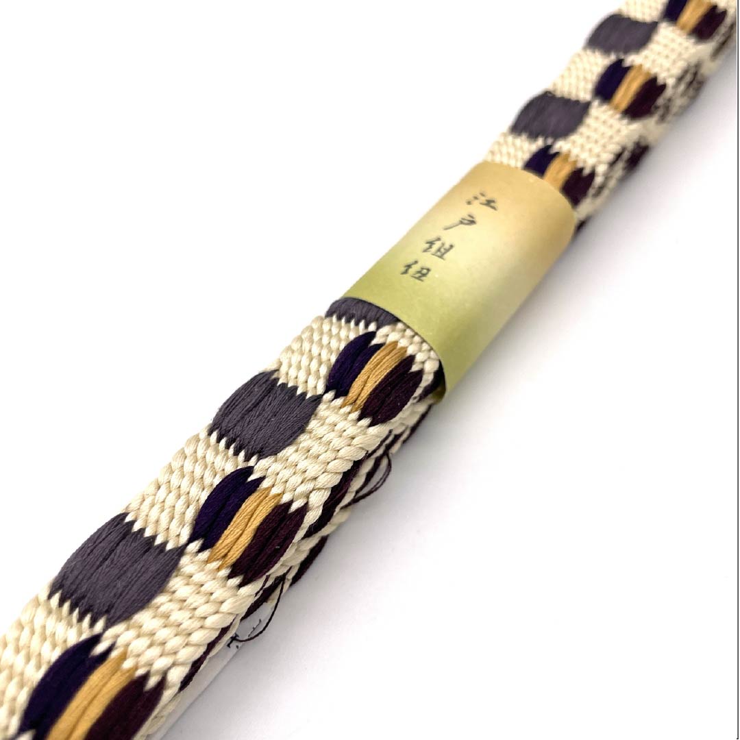 (新古品) 帯締め 正絹 四分紐 練色(ねりいろ) 平田組紐 綾竹鎧組 長さ約171cm 幅約1.8cm カジュアル NEWランク ベージュ系 1135003361425