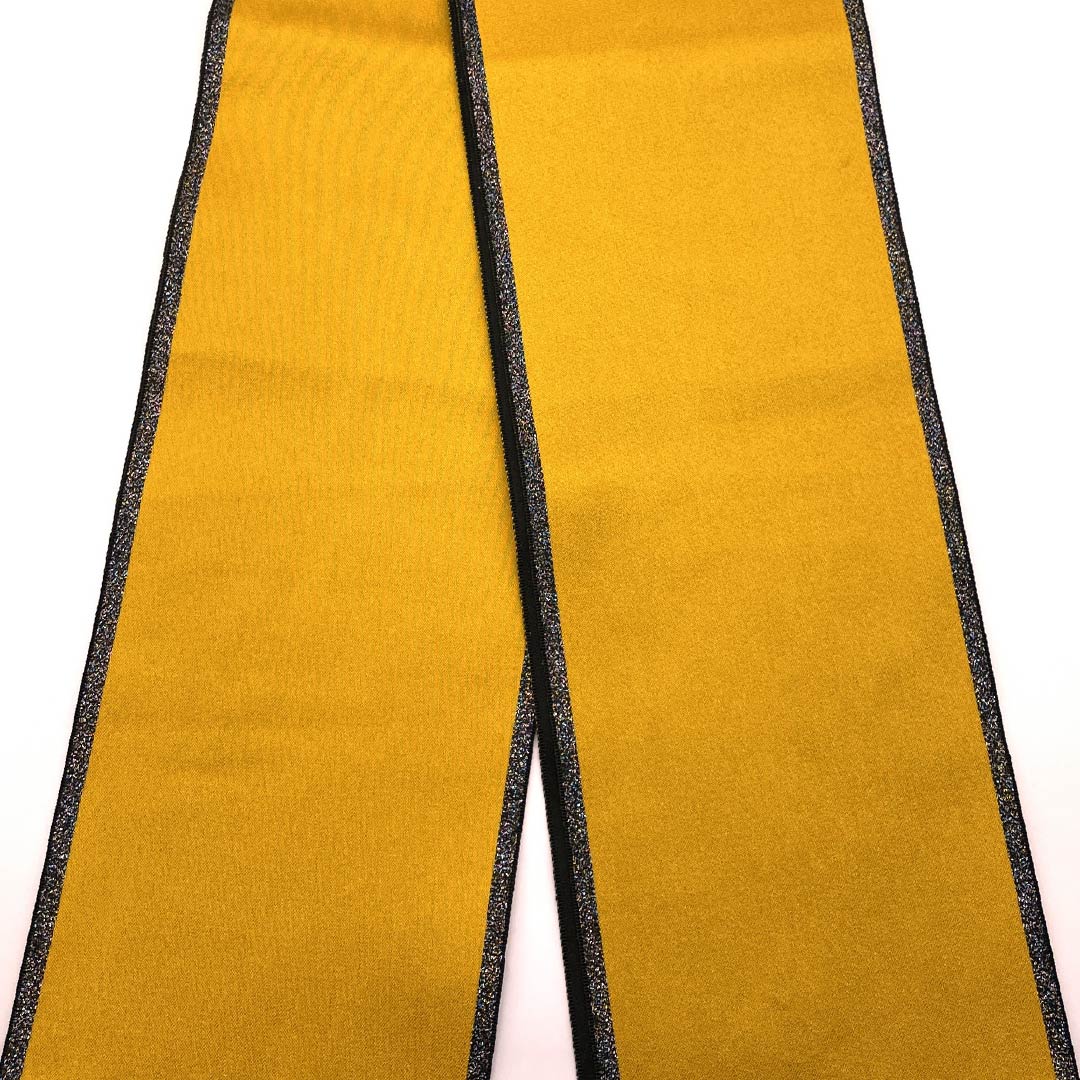 Half-width obi, polyester, dark egg-colored (koitamagoiro), plain, for yukata, length 348cm, yellow, S rank, 1125001992323