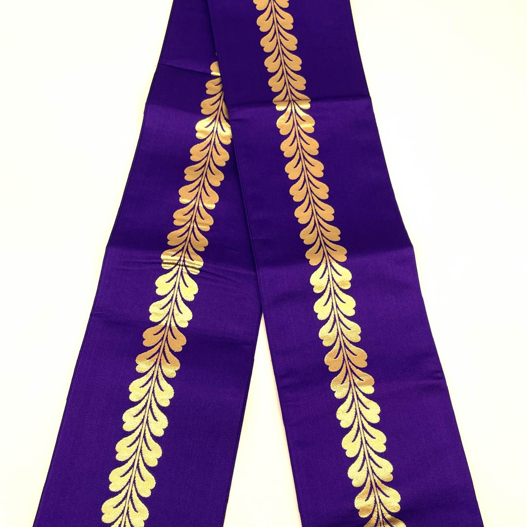 Half-width Obi, Other, Violet (Sumireiro) and Wisteria, Length 352cm, Purple, S Rank, 1125002022320