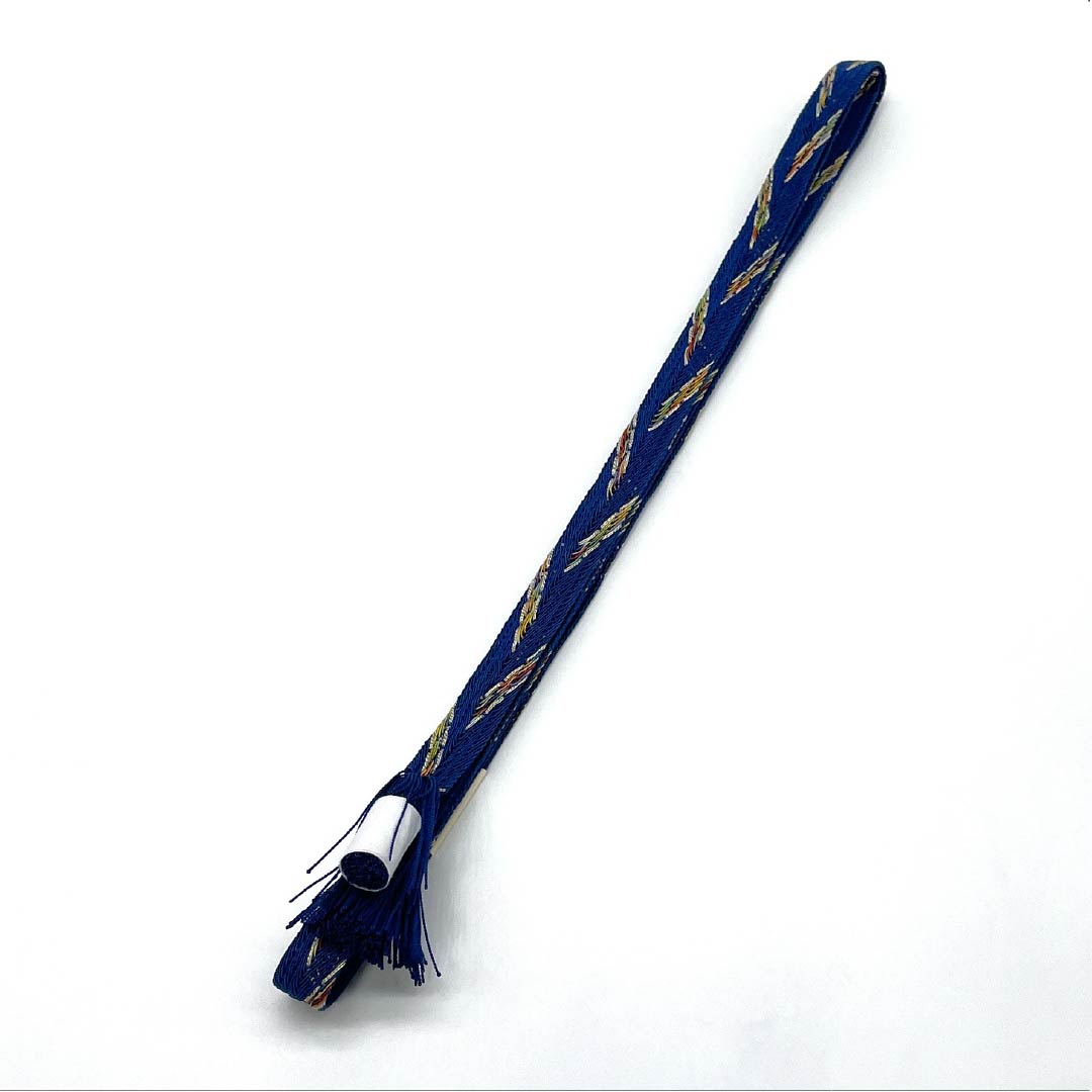 (Brand New) Pure Silk Obi-jime (Sash Band) in Korean Indigo (Karaaiiro) by Suiran Kobo, for Single-Layer Kimono (Undercoat) Summer Wear, Approximately 165cm Long, 1.5cm Wide, Semi-Formal, Navy Blue, Product Number: 1135005461318