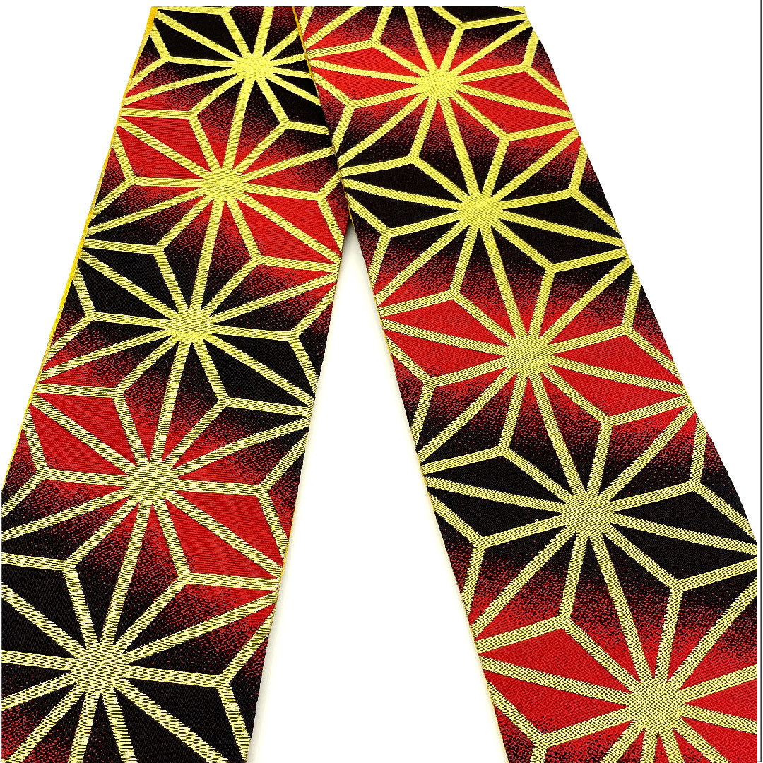 Reversible half-width obi, hemp leaf pattern, obi length 342cm, polyester, gradation type, S rank, 1125000222999
