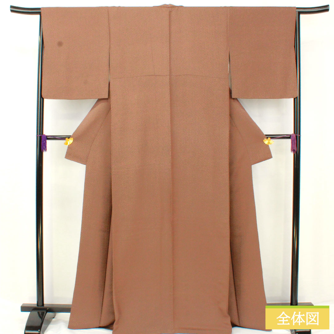 小紋 正絹 身丈167cm 裄丈65.5cm 袷 鼯鼠色(むささびいろ) 幾何学模様 Aランク 茶系 1115004733514