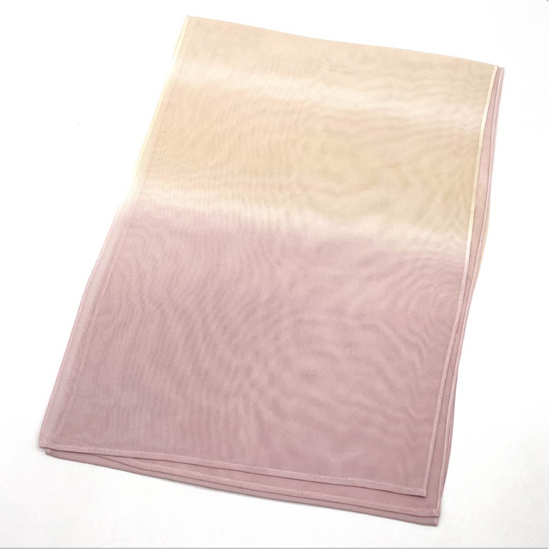 (Like New) Silk Obiage (Sash) - Semi-Formal, Arasomeiro (Faded Red) and Light Egg-Colored (Light Egg-Colored) Gradient, Summer, Approximately 180cm Long, Approximately 29.5cm Wide, Pink, Product Number: 1136002161913