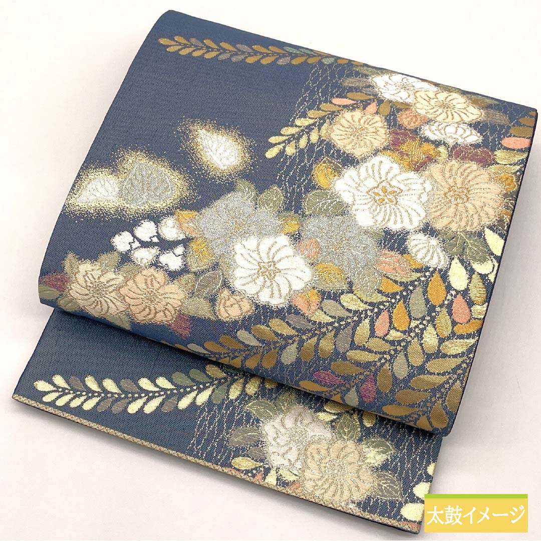 袋帯 正絹 Aランク 裏色(うらいろ) 辻ヶ花 帯丈436cm 六通 セミフォーマル 青系 1123015133317