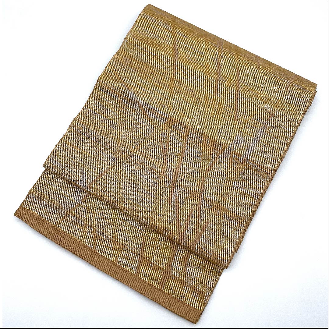Nagoya obi, gold, summer obi, silk, abstract pattern, obi length 398cm, pure silk, A rank, full length, semi-formal, gold, 1124004463321, open style