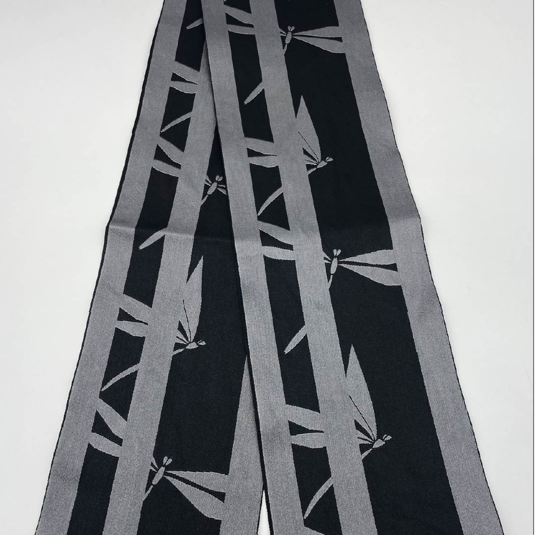半幅帯 ポリエステル 帯丈354cm 黒色(くろいろ) 縞 トンボ 古典柄 リバーシブル 黒系 Sランク 1125001502310