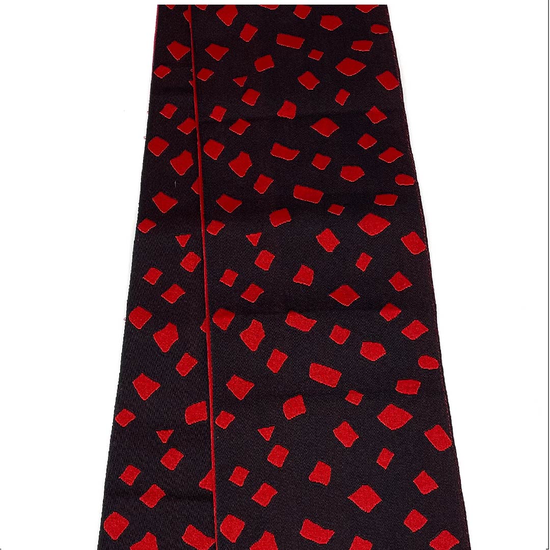 Half-width obi, polyester, crimson red, geometric pattern, confetti pattern, classic pattern, reversible, obi length 350cm, red, S rank, 1125000952312