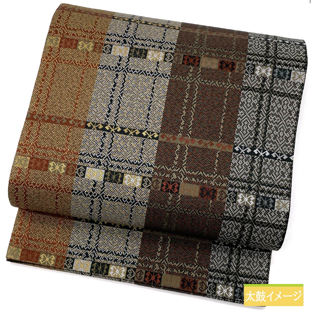 Fukuro Obi, pure silk, geometric pattern, horizontal stripes, obi length 438cm, S rank, full length, casual, gradation style, 1123012532399