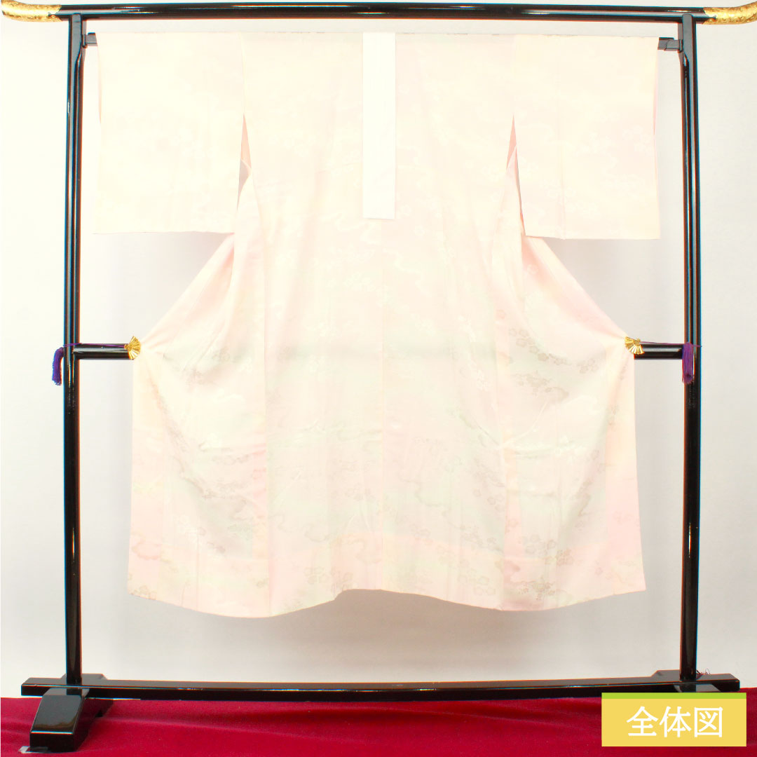 長襦袢 正絹 身丈140.5cm 裄丈69.5cm 単衣 曙色(あけぼのいろ) ぼかし染 吉祥文様 Aランク ピンク系 1129000683513