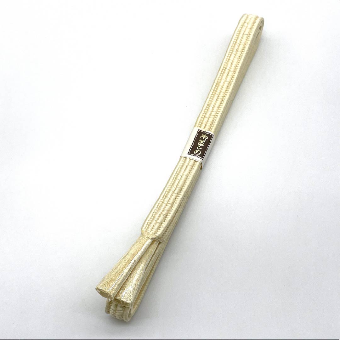 (Like New) Pure Silk Obi-jime (Sash Band) - Light Egg-Colored, S-Rank, Solid Color, Length: Approx. 164cm, Width: Approx. 1.7cm, Casual, Cream-Colored, Product Number: 1135005282315