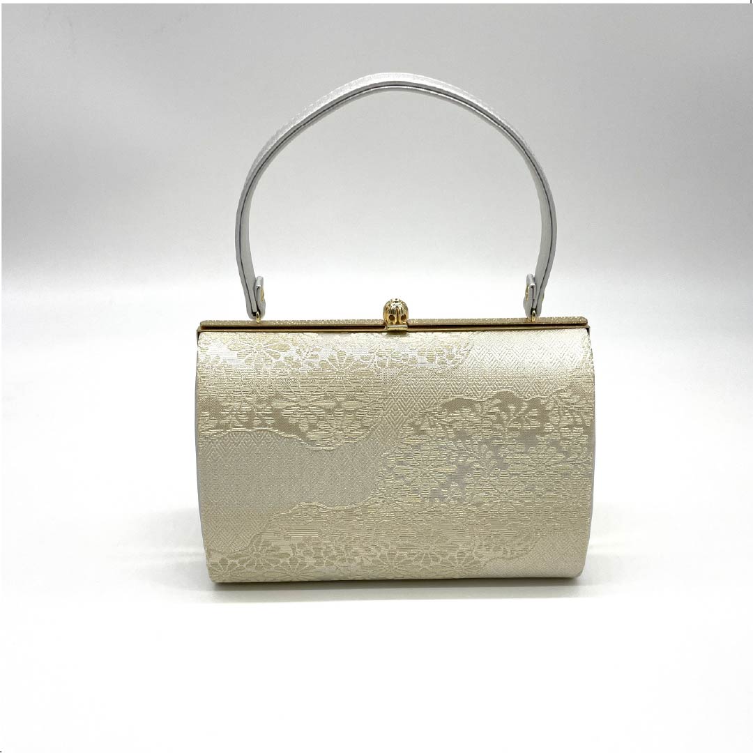 Formal Japanese style bag, gold color, for Tomesode, classic pattern, white, A rank, 113900005311