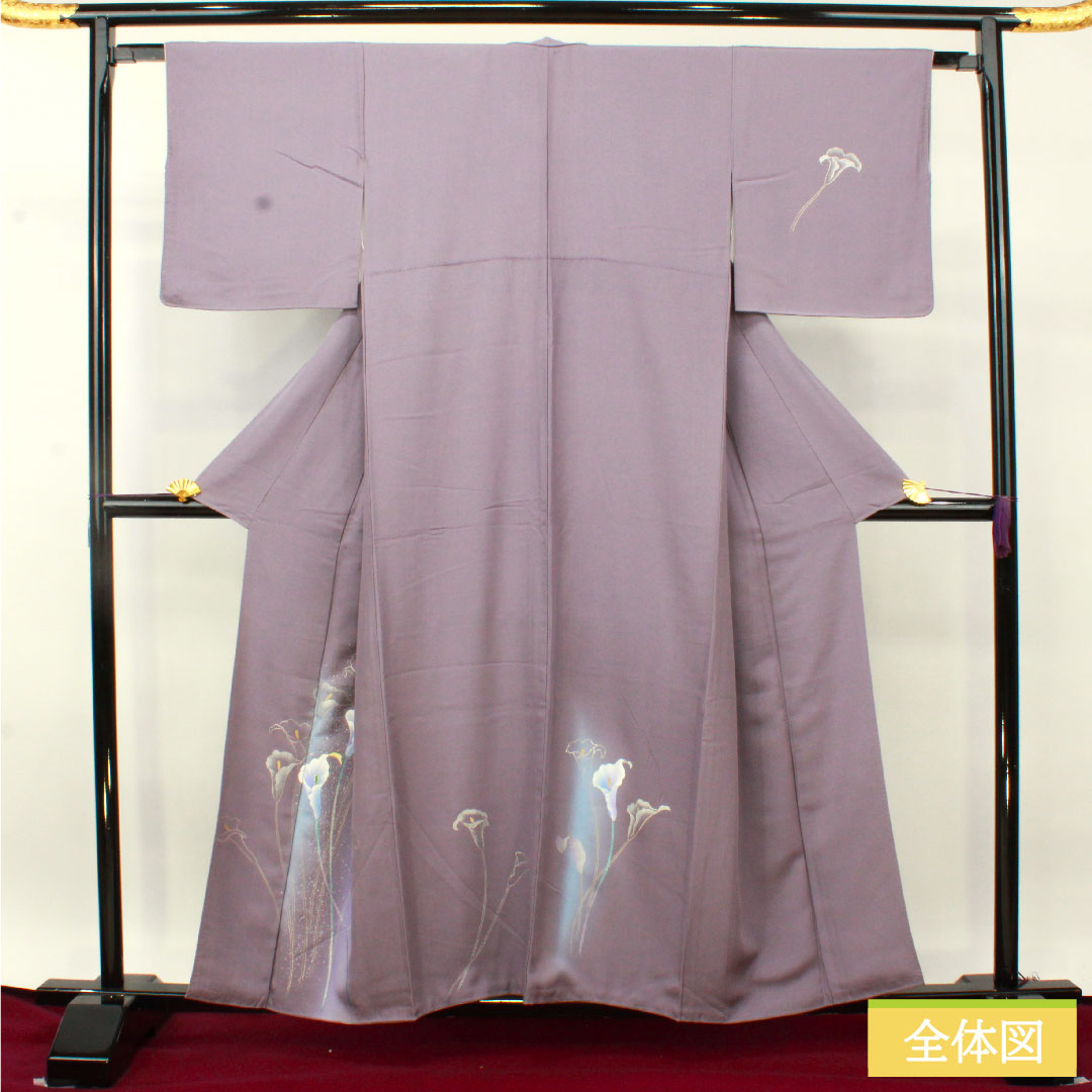 訪問着 正絹 袷 身丈157.5cm 裄丈64.5cm 中滅紫色(なかのけしむらさきいろ) 京友禅 カラー Sランク 紫系 1112004812320