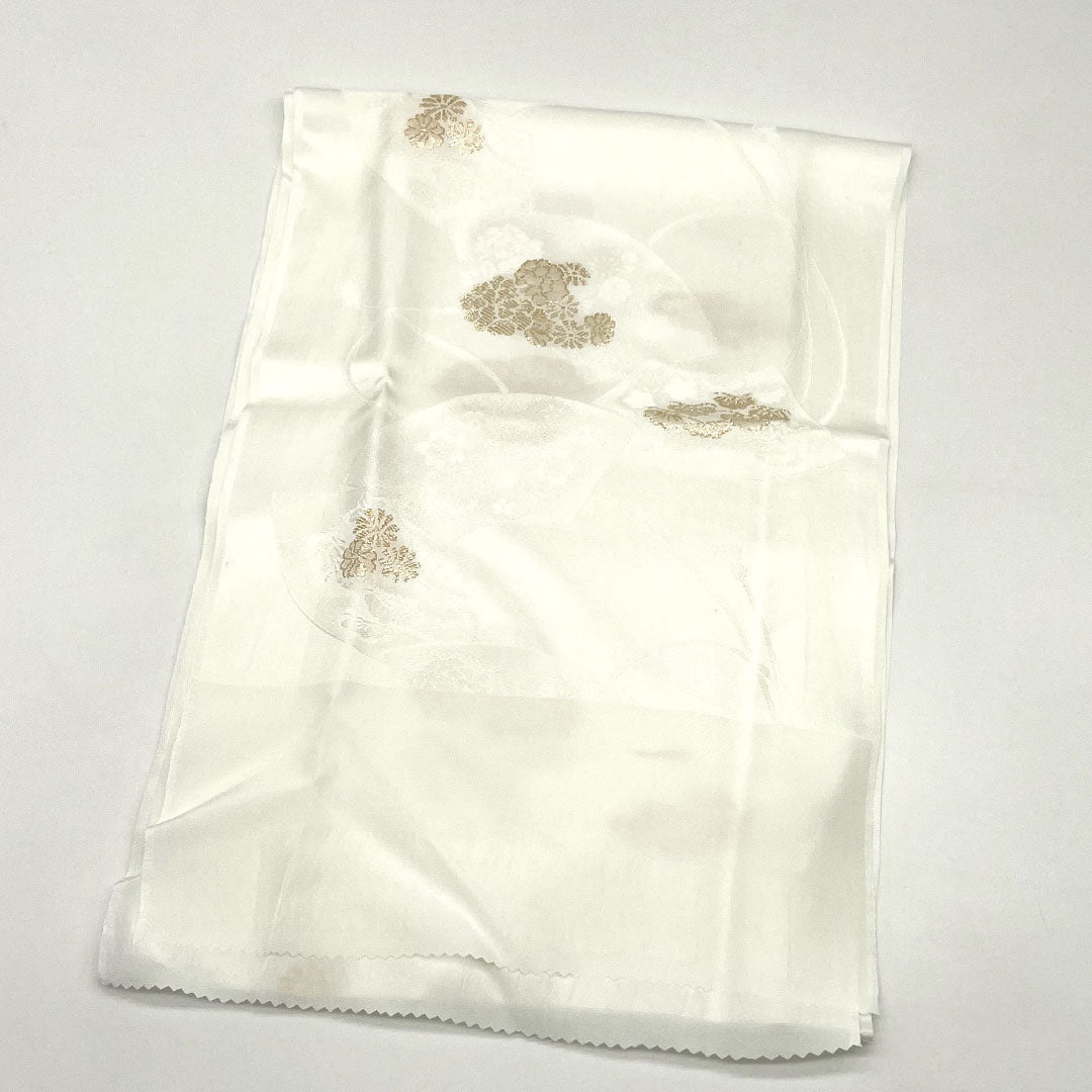 (新古品) 帯締め・帯揚げセット 正絹 NEWランク 白色(しろいろ) 留袖用 古典柄 扇 長さ約160cm 幅約1.7cm フォーマル 白系 1141000451311